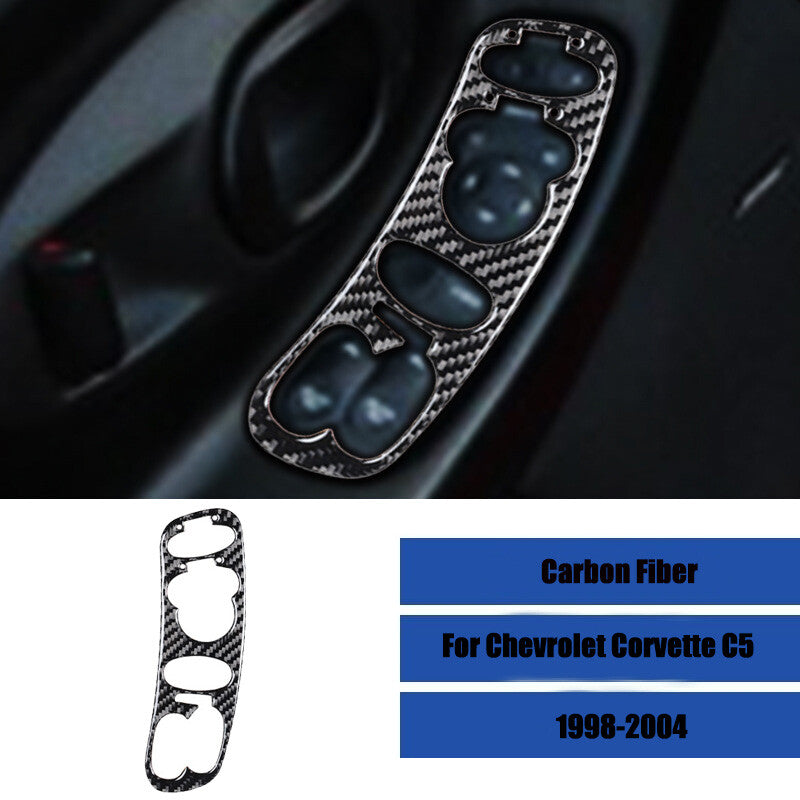 Carbon fiber window control switch panel trim for Corvette C5 1998 - 2004 - n