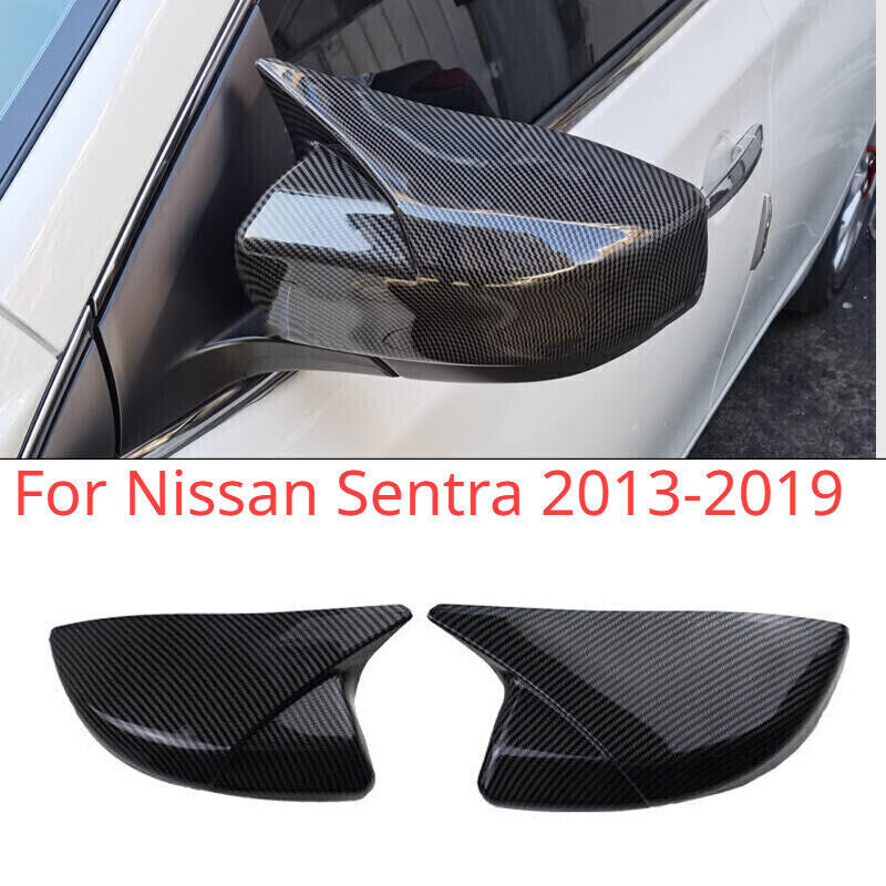 2PCS Fit for Nissan Sentra 2013-19 Carbon Fiber Side Rearview Mirror Cover Trim Q