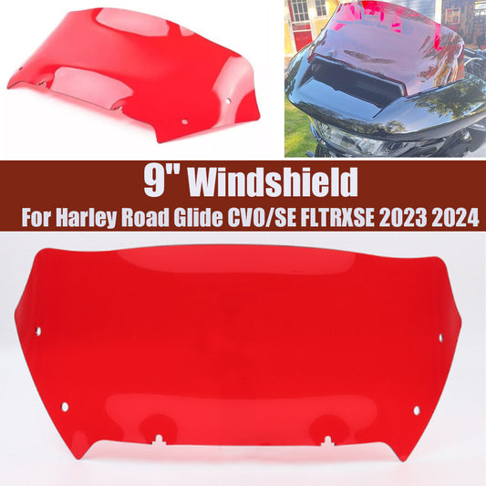 Red 9-inch windshield for Harley Road Glide CVO/SE FLTRXSE 2023 2024- n