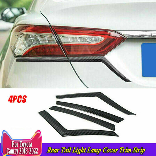 4X for Toyota for Camry 2018-2022 Carbon Fiber Rear Tail Light Lamp Cover Trim Strip