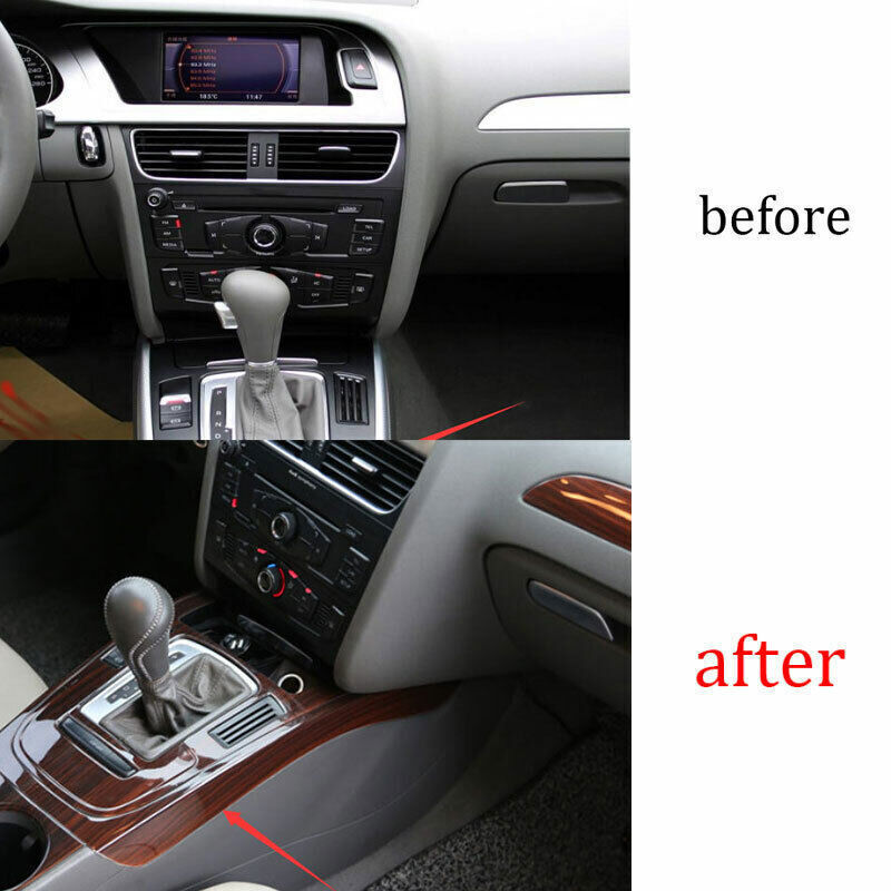 for Audi A4 A5 2009-16 Wood Grain Red Inner Gear Shift Frame Molding Cover Trim