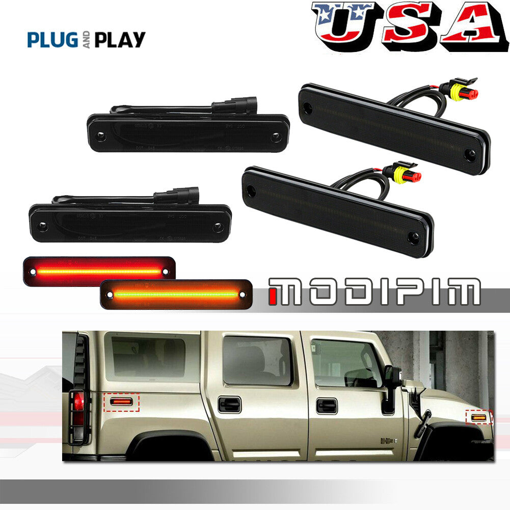 Smoke Front Amber Rear Red Side Fender Marker Light Kit for 2003 - 2009 for Hummer H2 - v