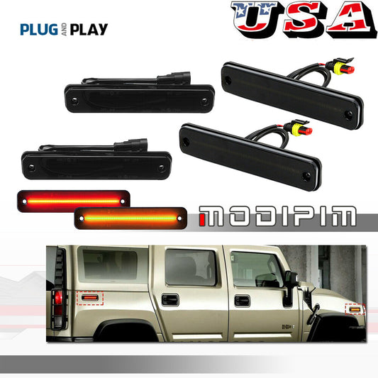 Smoke Front Amber Rear Red Side Fender Marker Light Kit for 2003 - 2009 for Hummer H2 - v
