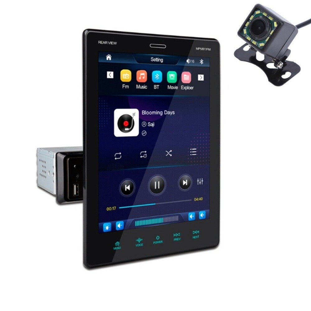 1-Din Car Stereo Radio 9.5in Touch Screen Bluetooth Mirror Link W/ Camera New n
