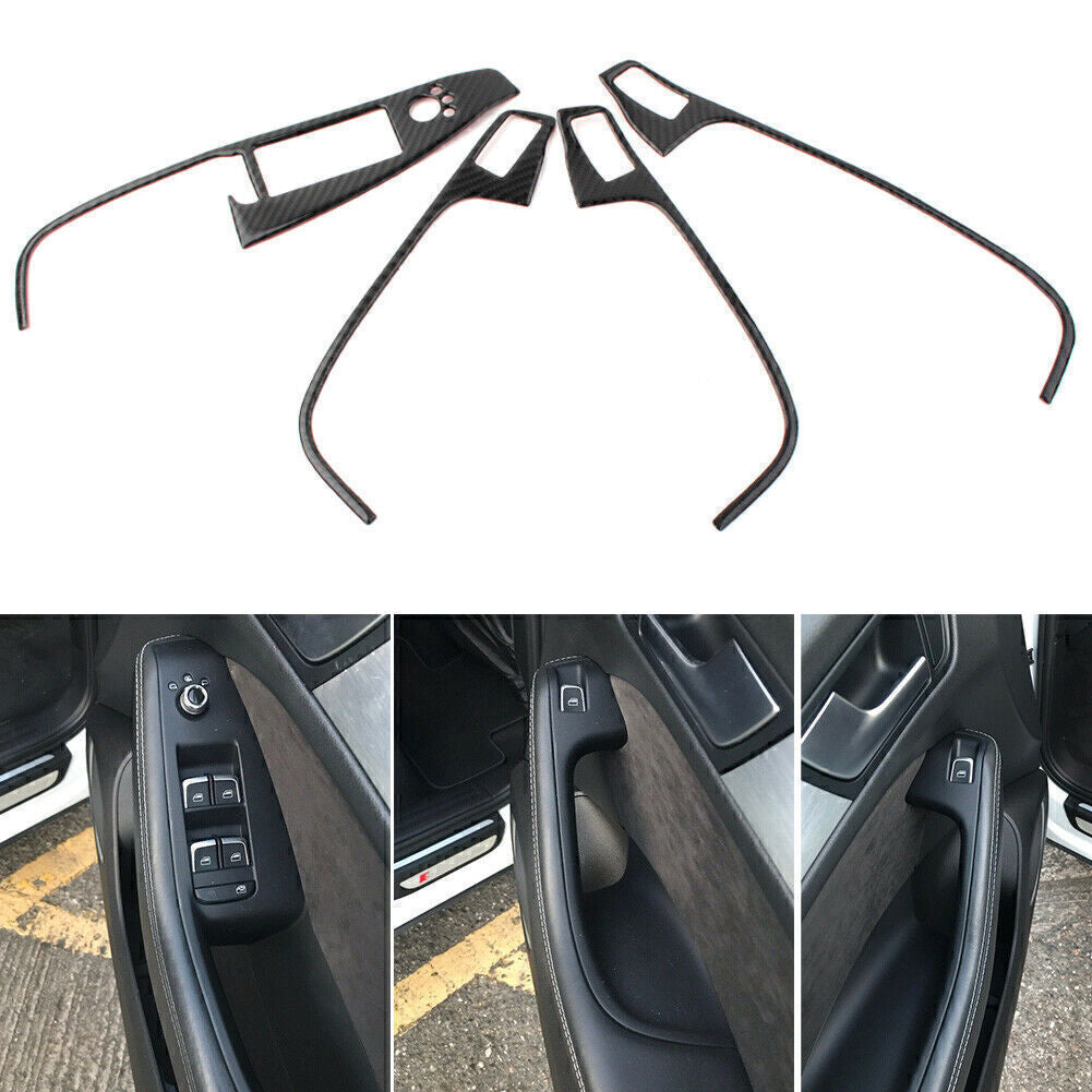 4x Interior Window Switch Button Cover Trim RHD for Audi Q5 2009-17 Carbon Fiber
