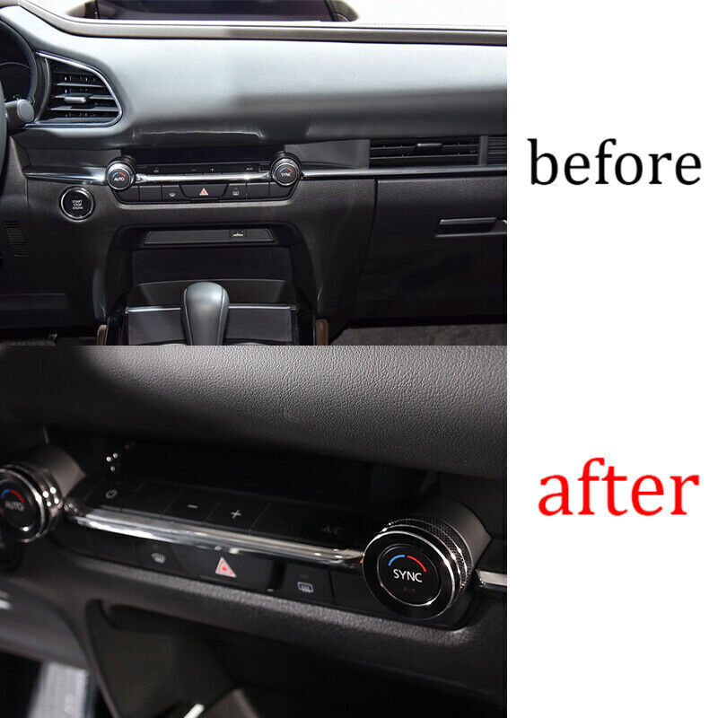 2P for Mazda CX-30 CX30 20-24 Black Aluminum Central Console Ac Knob Cover Trim
