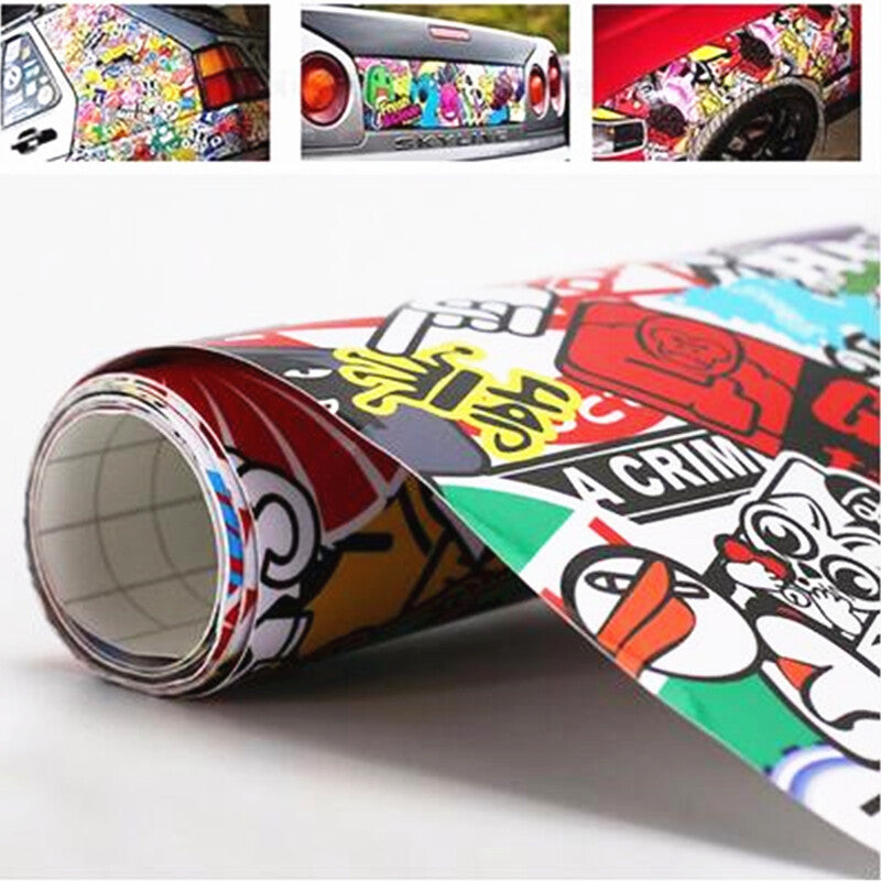 Cartoon Graffiti Graphics Style Car Body Sticker Decor DIY Bomb Wrap Sheet Decal