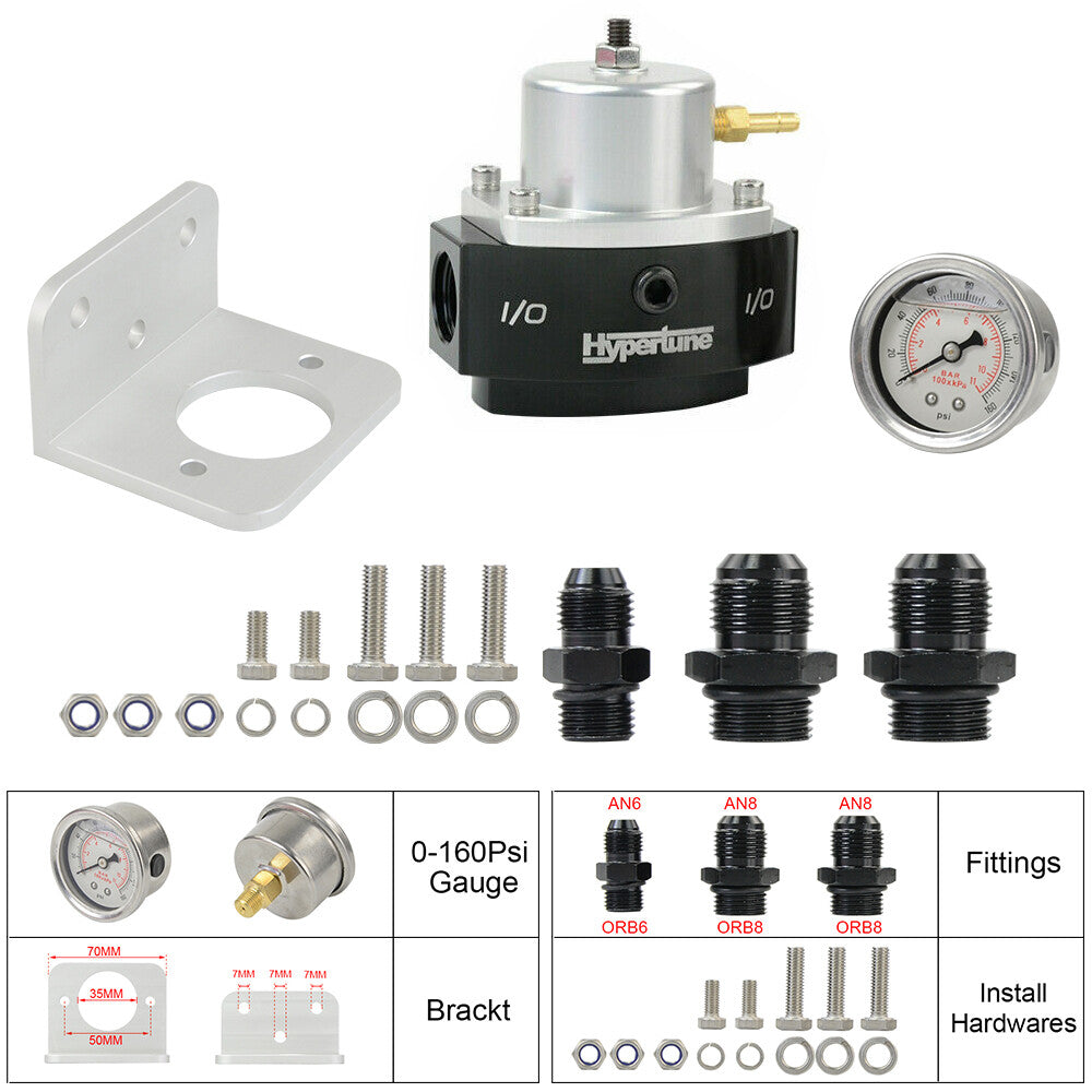 4-65 psi efi bypass return style Fuel pressure regulator 6AN Boost 1/8 NPT gauge