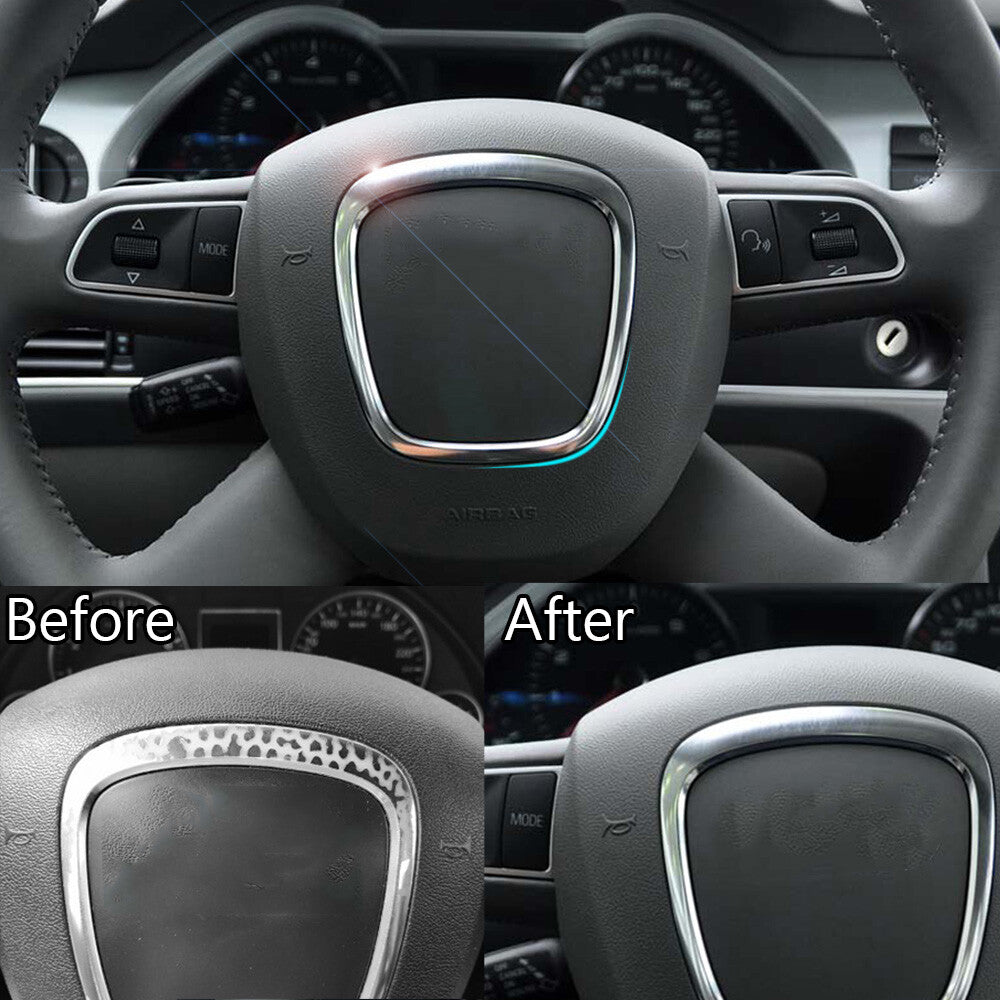 Car Chromed Steering Wheel Emblem Trim Frame for AUDI for A4 B6 B7 B8 A5 A6 C6 for Q5 Q7