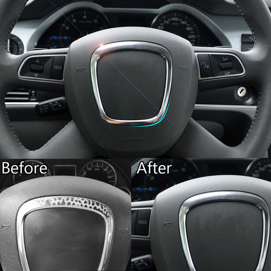Car Chromed Steering Wheel Emblem Trim Frame for AUDI for A4 B6 B7 B8 A5 A6 C6 for Q5 Q7