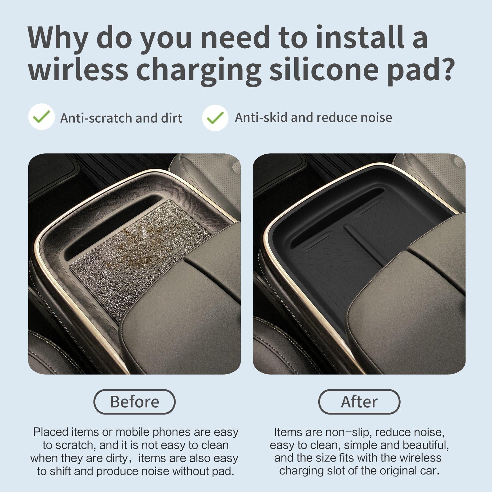 for RIVIAN for R1T R1S 2022-2024 Anti-Slip Pad Silicone Central Wireless Charger