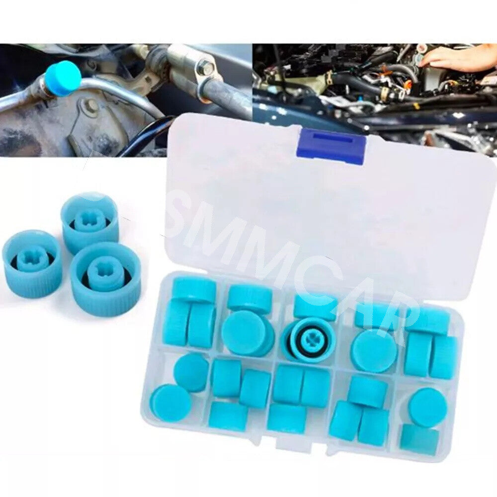 Car A/C Valve Side Cap Port Service Caps Auto 30Pcs Charging Valve Dust Cover Q