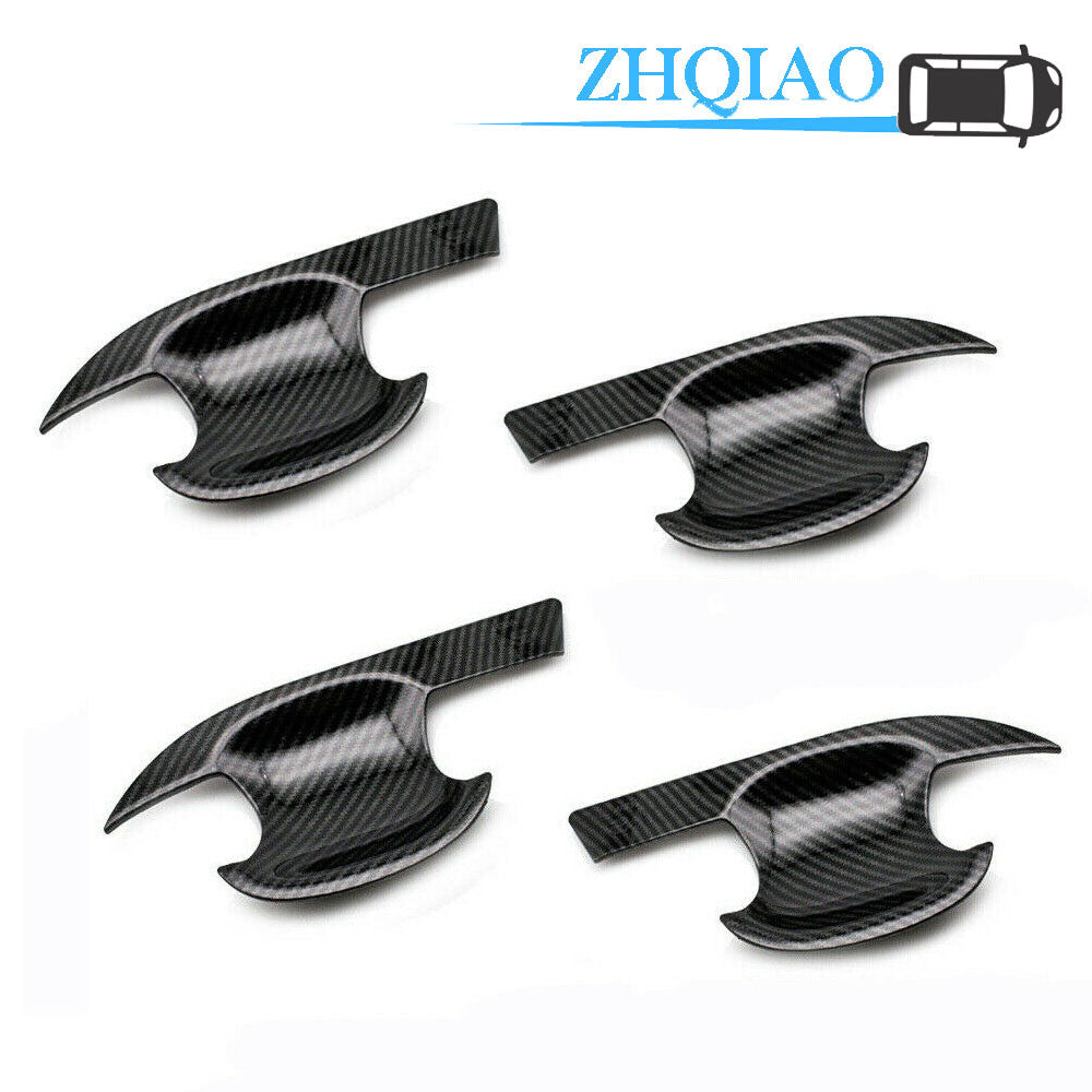 Carbon Fiber Style Door Handle Bowl Cup Cover Trim Fits for Toyota RAV4 2019-2020