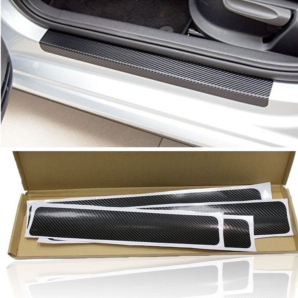 4x/set 3D Carbon Fiber Style Auto Car Door Sill Threshold Sticker Anti-scratch n