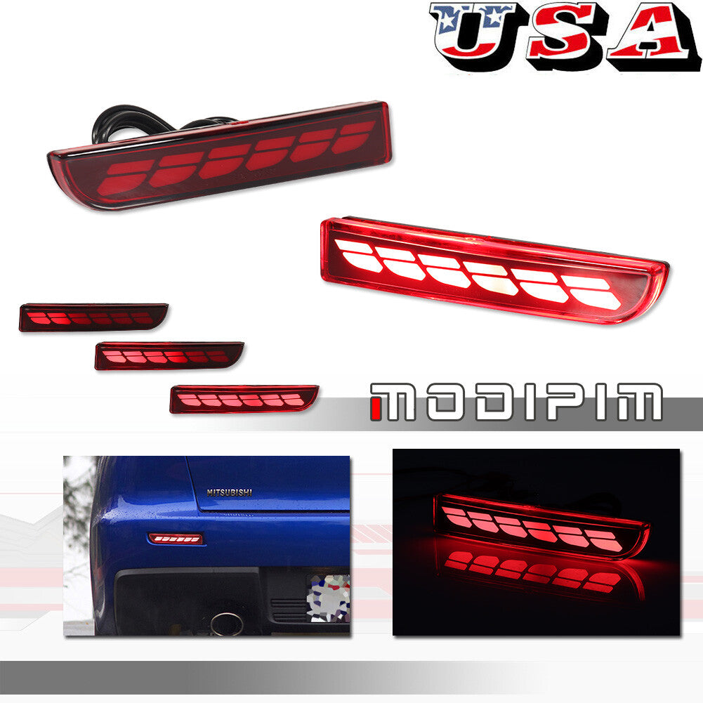 pair of red LED rear bumper reflector lights for Lancer Evo X Outlander- v