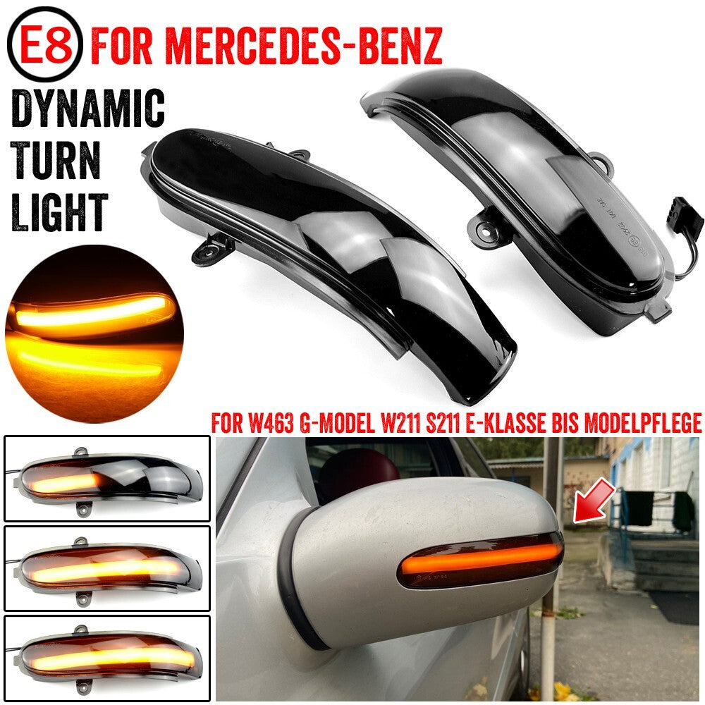 2pcs LED Dynamic Side Mirror Turn Signal Light Assembly for Benz E Class W211