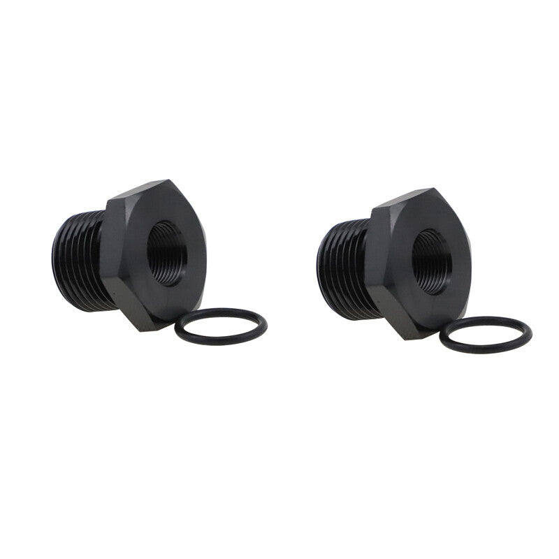 2-Pack 1/2-28 to 13/16-16 Automotive Threaded Oil Filter Adapter Black Aluminum