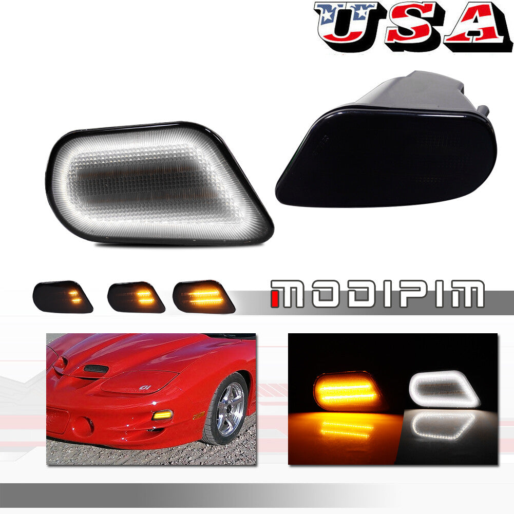 2-piece set of replacement turn signal LED lights suitable for 98-02 for Pontiac Firebird Trans Am black- v