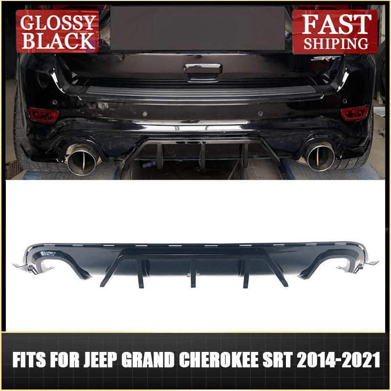 Shark Fin Rear Bumper Diffuser Glossy Black for Jeep Grand Cherokee SRT 2014-21