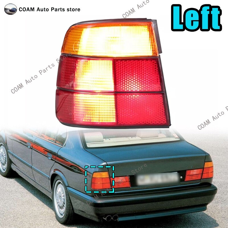 Left side: Applicable to for BMW 5 Series E34 1988-1995 rear taillight, bumper light, and brake light.