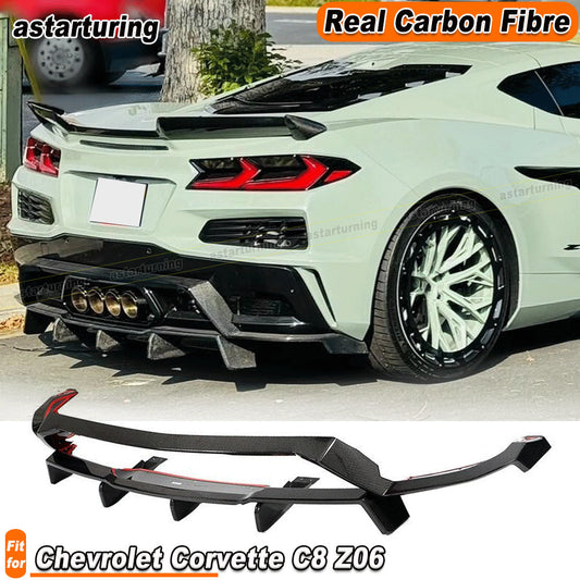 Fit for Chevrolet for Corvette C8 Z06 2022-2024 REAL CARBON Rear Bumper Diffsuer Lip