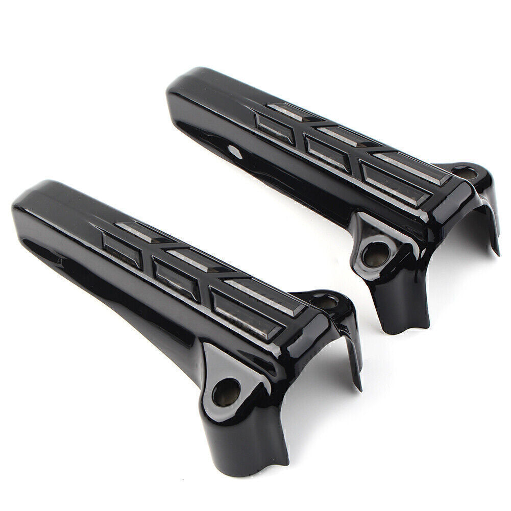 for Harley FLHR FLHTK FLHX '2014-'20 Black Front Fork Leg Covers LED Smoke Light