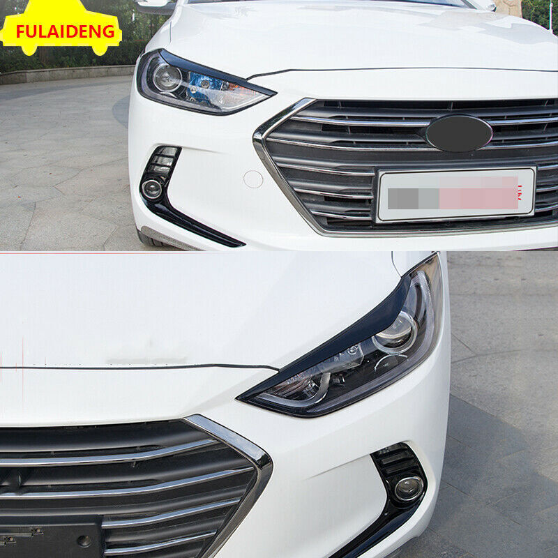 2P for Hyundai for Elantra 2016-2018 Black Headlight Lamp Eyelid Eyebrow Cover trim