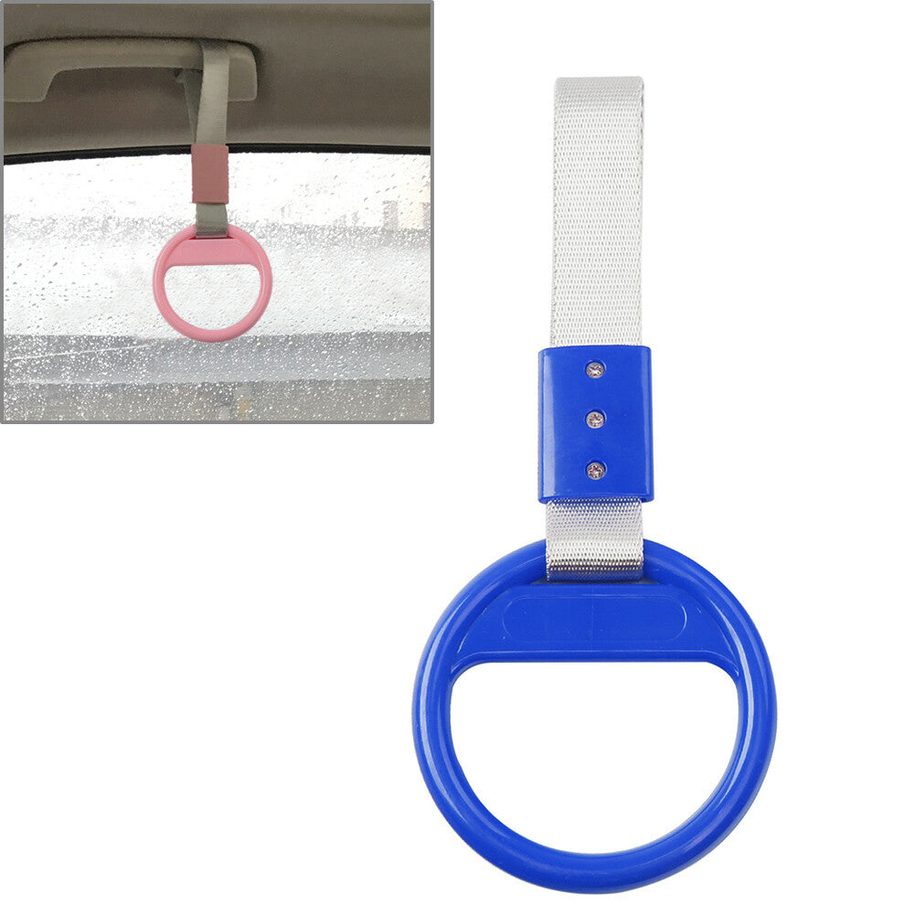1Pcs Blue Round Ring Train Bus Handle Hand Strap Drift Charm Ring Tools for Cars