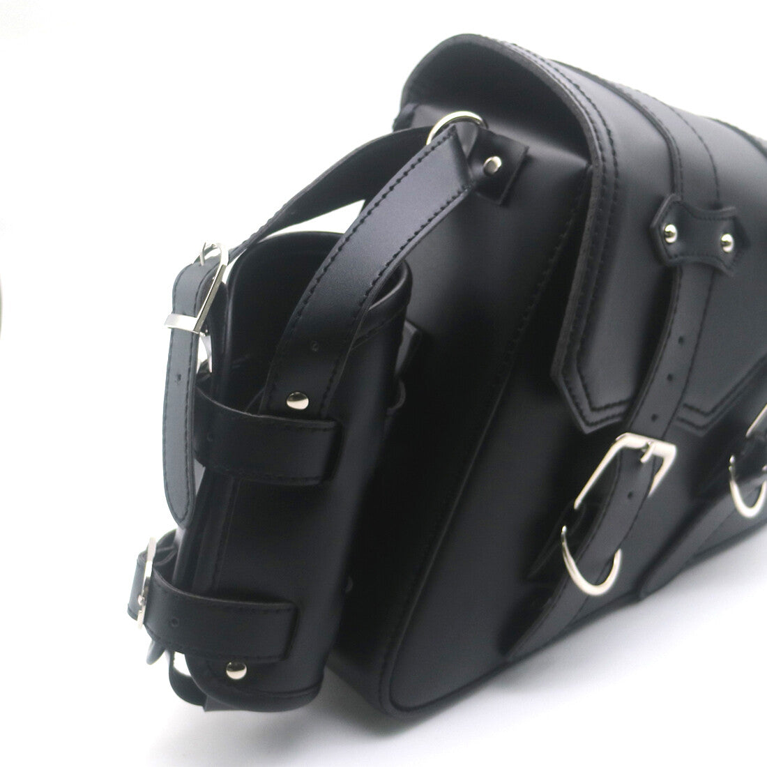 Black Artificial Leather Right Saddlebag With Drink Holder For Sportster XL 1200 Q