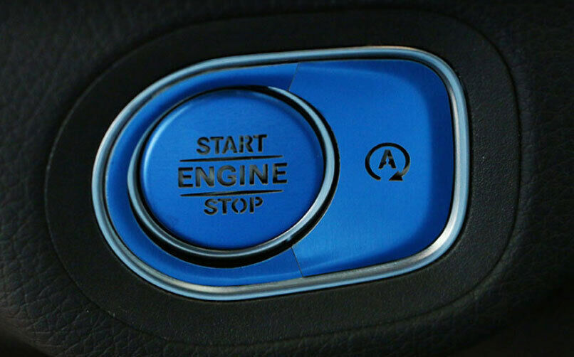 for Benz GLE GLS 2020-2023 Blue Aluminum One-Button Start Stop Switch Cover Trim