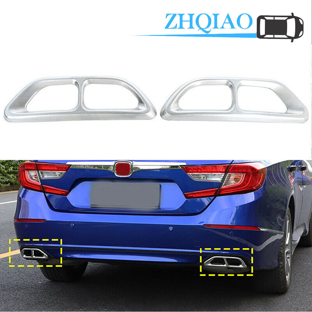2pcs Steel Rear Exhaust Pipe Frame Titanium Cover Trim Fits for Honda Accord 2018