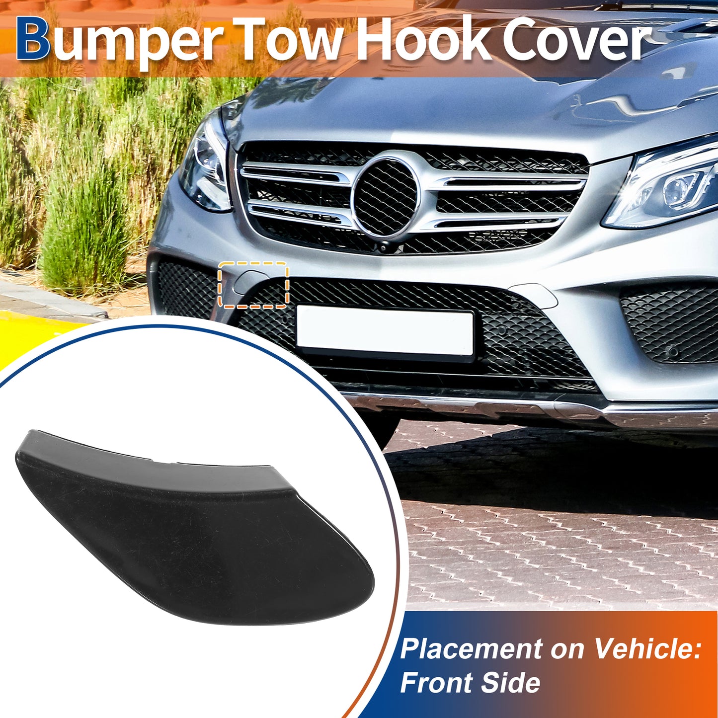 Front bumper tow hook cover for GLE No. A2928854922, unpainted. n