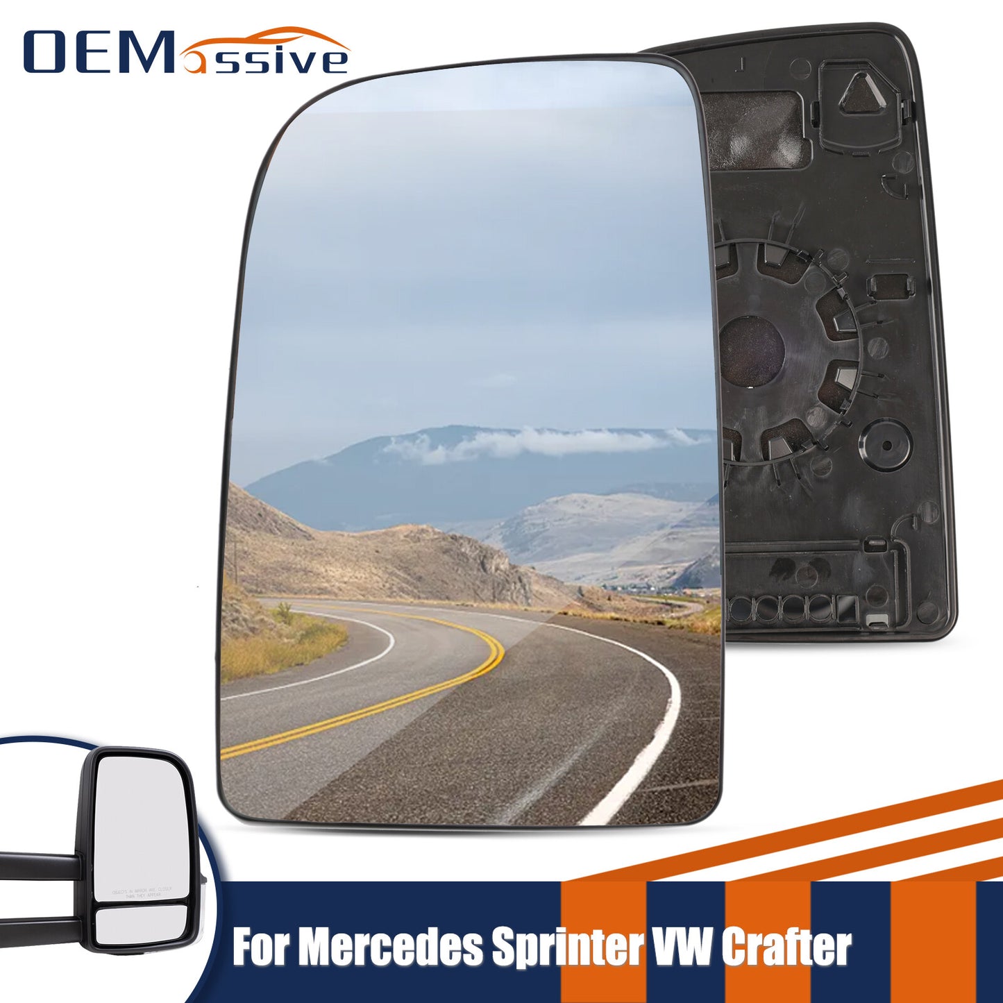 for Benz Sprinter Wing Mirror Upper Large Glass PUSH On Left N/S 2006 - 2018 Q