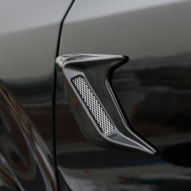 2x Car Black Universal Decorative Side Vent Air Flow Fender Intake Mesh Stickers