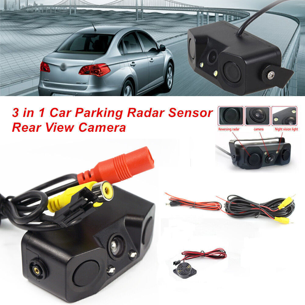 Universal 3-in-1 Parking Reverse Radar Sensor with Rearview Backup Camera Assistant n