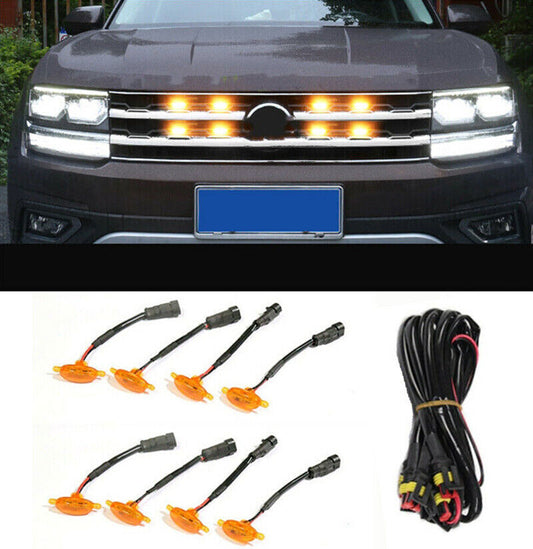 8P for VW Atlas 2017-2024 yellow Style Front Grill LED Marker Light Kit