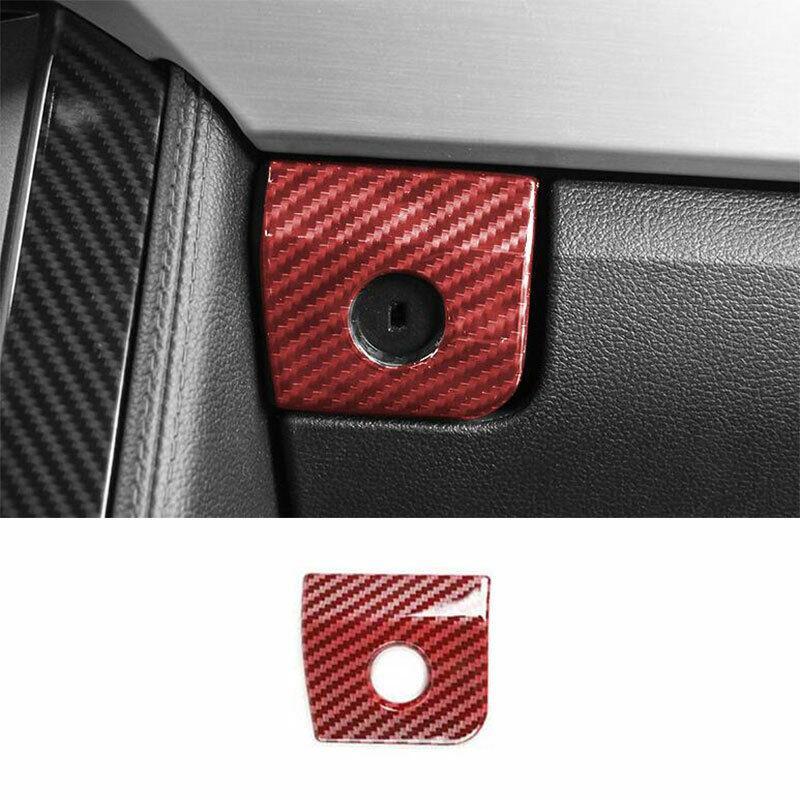 for Ford for Mustang 2015-22 Red Carbon Fiber for Co -Pilot Glove Boxes Handle Cover Trim