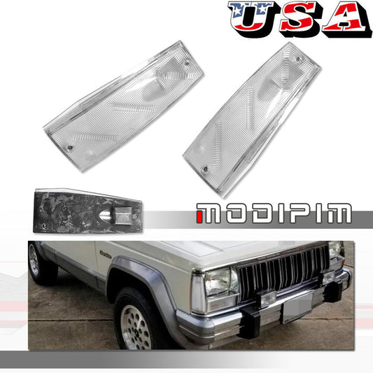 2pcs Clear Front Side Marker Light Housing for 1984-1996 for Jeep CHEROKEE WAGONEER- v