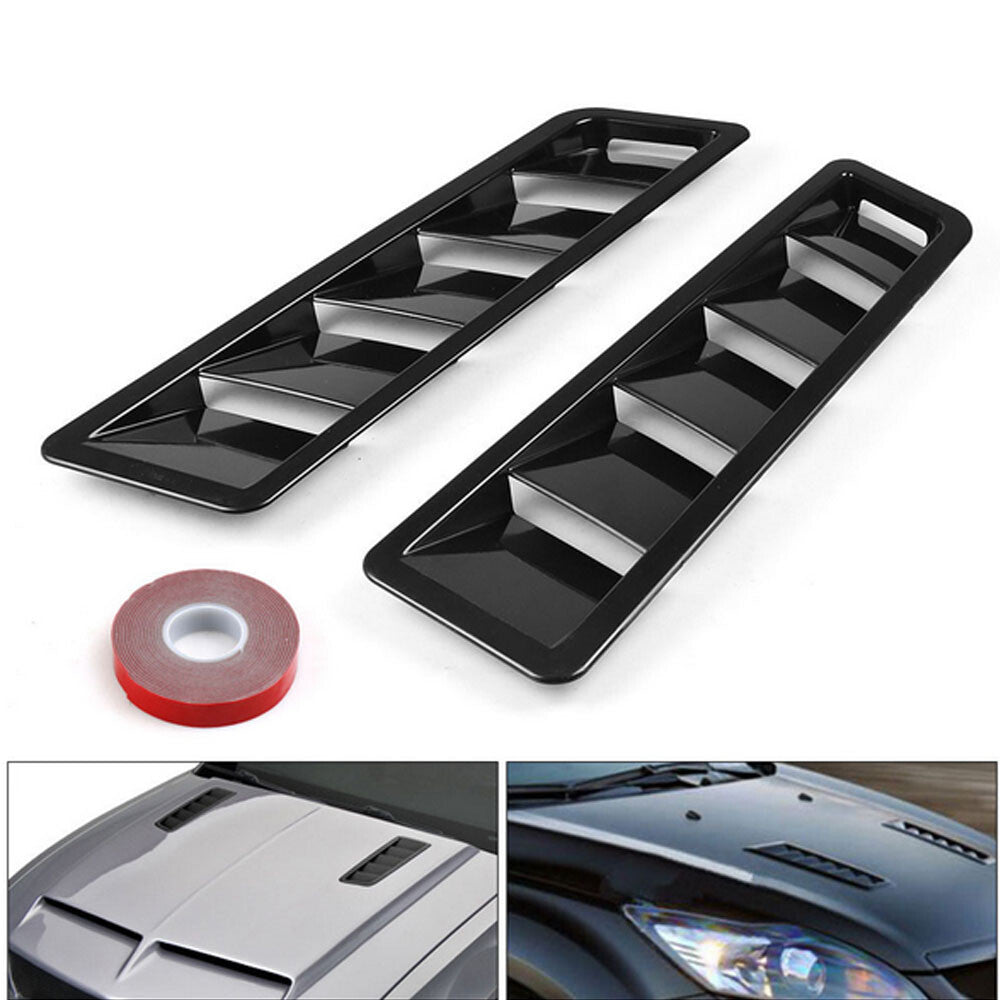 Black Universal ABS Hood Vent Louver Air Cooling Panel Trim Set Q