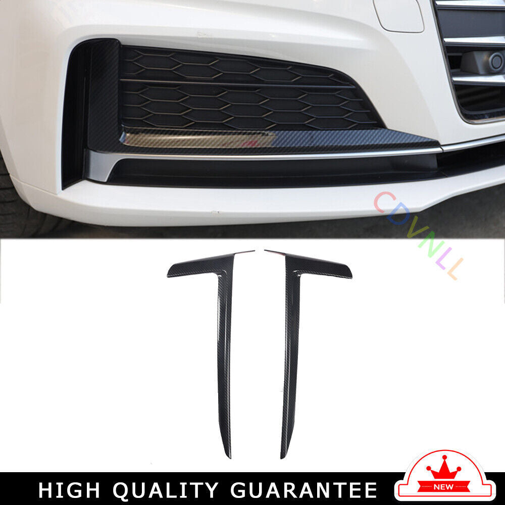 Car Front Fog Lamp Light Strip Trim 2PCS Fit for Audi A5 2017-2019 Carbon Fiber