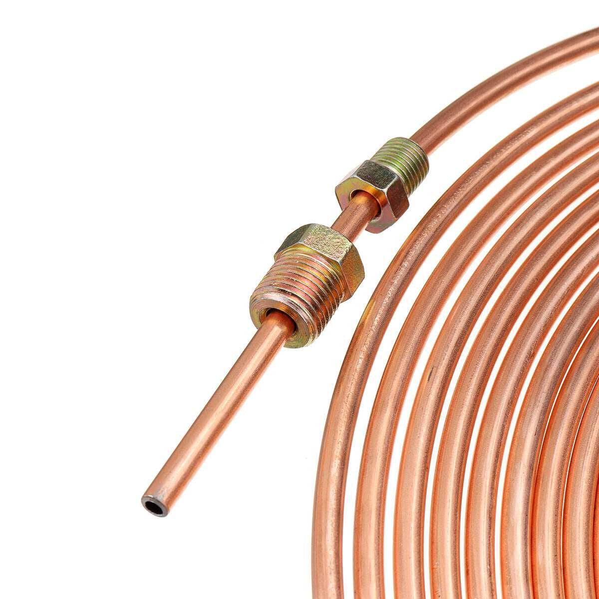 Copper Nickel Car Brake Line Tubing Kit 3/16 25 Ft Coil Rolls With Fittings