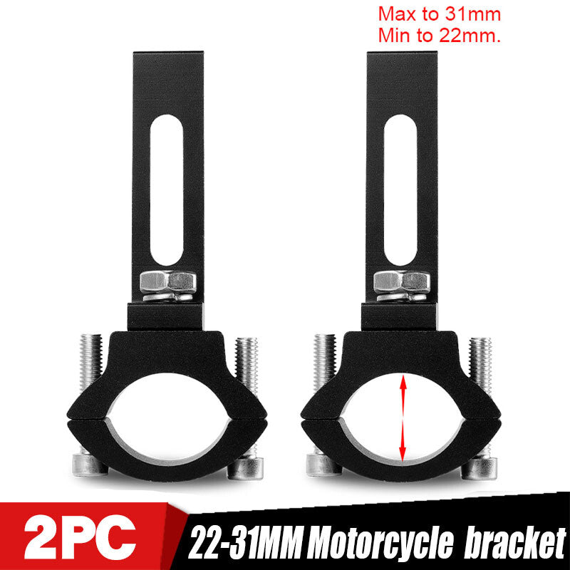 2pcs 22-31mm Motorcycle Spot Headlight Fog Light Fork Mount Clamp Bracket Holder
