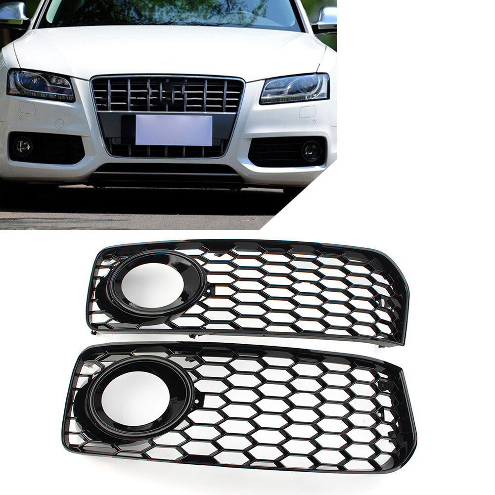 Honeycomb Front Bumper Fog Light Grille Cover for Audi A5 S5 B8 RS5 08-12