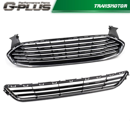 New 2-pack front bumper upper and lower grille grill fits for Fusion 13-16- v