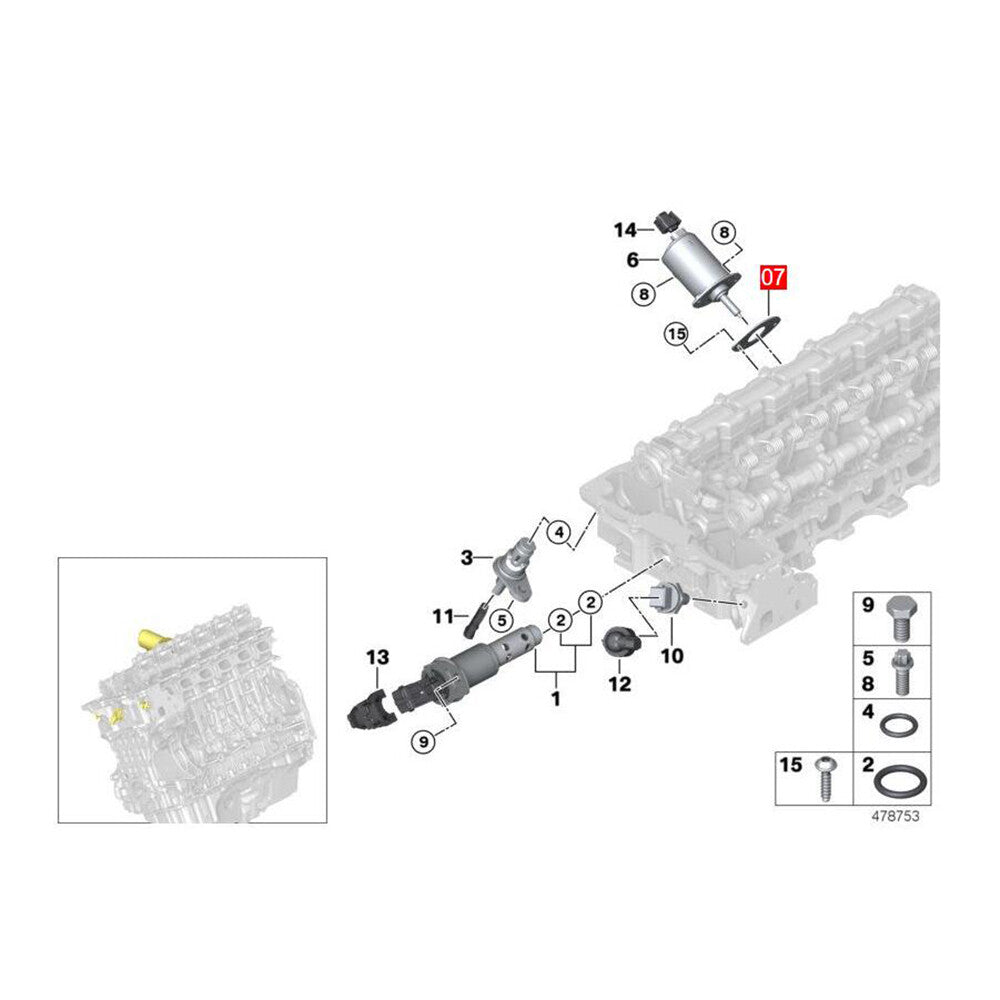 Engine camshaft adjuster seal for E87 E90 E93 F10 F11 E64 E66 F02 X3 X5 Z4- v