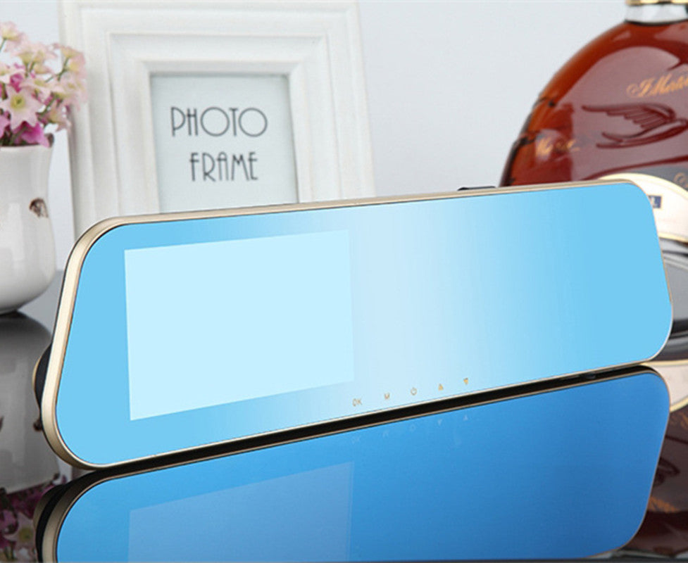 1080P Dual Lens Mirror Rearview Reverse Backup 4.3 Video Recorder camera