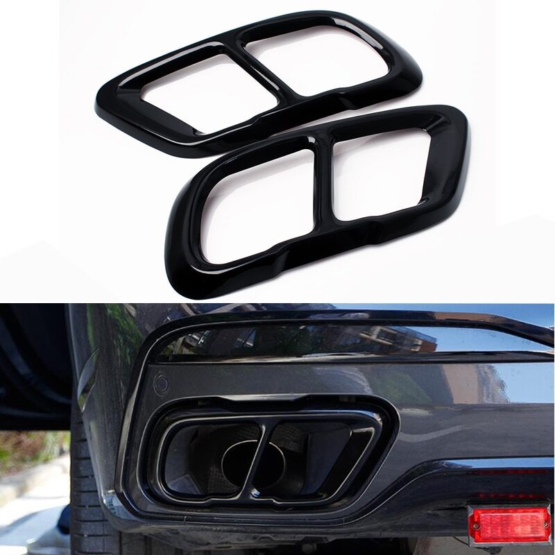 Gloss Black Exhaust Pipe Tail Cover Trim for BMW X5 G05 X6 G06 X7 G07 19-22 Tips Q