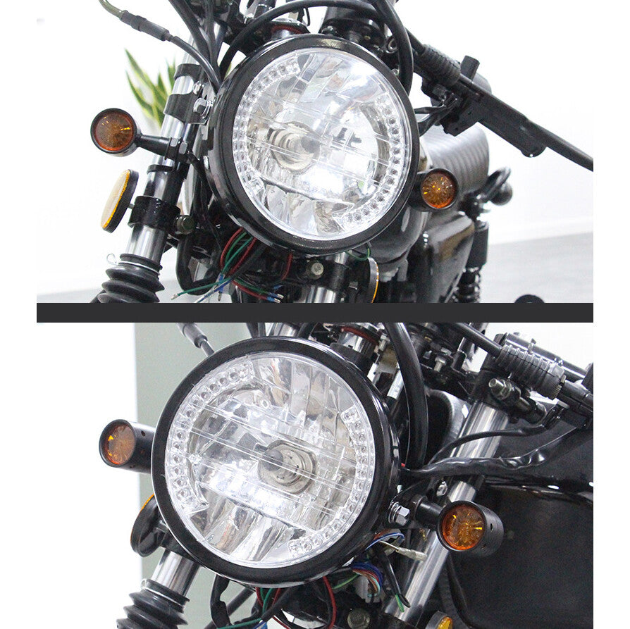 6.5'' Universal LED Motorcycle Headlight + Bracket for Harley Cafe Racer Bobber n