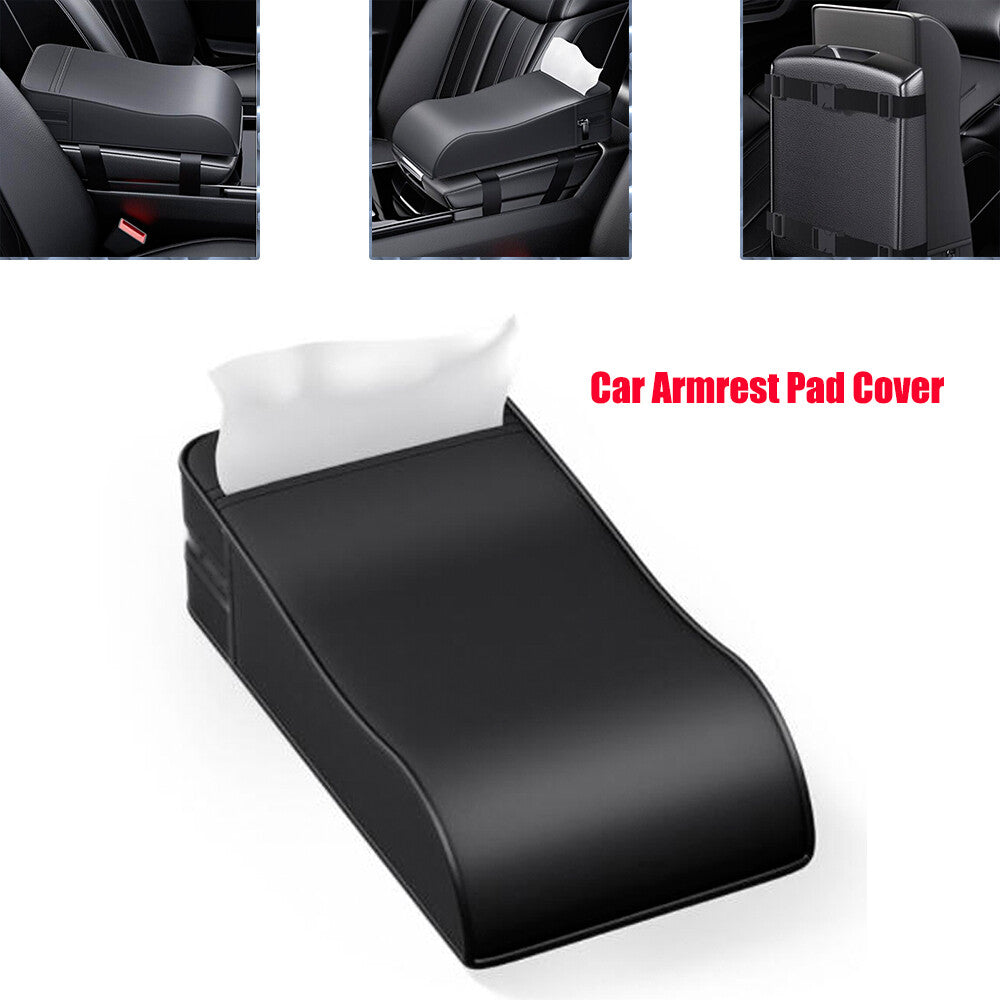 1-Pack Car Armrest Mat Protective Cover, Car Center Console Box Cushion, Polyurethane Synthetic Leather Universal n
