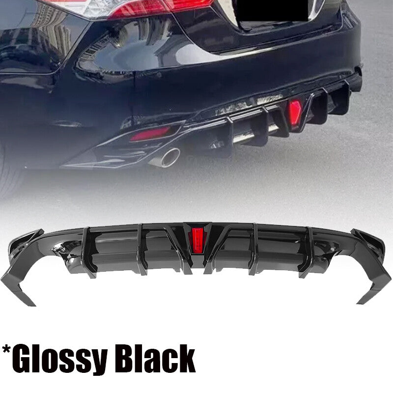 Fit 2018-23 for Camry LE XLE Black Rear Bumper Lip Spoiler Lower Diffuser LED n